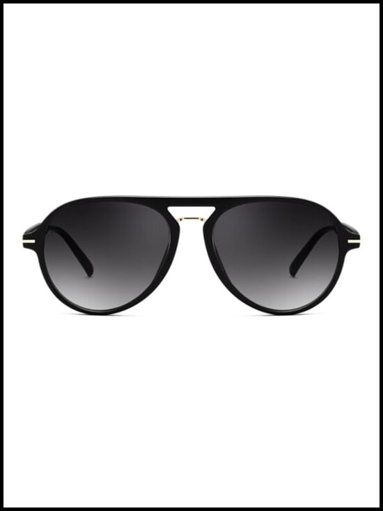 Retro Aviator Sunglasses with UV Protection and Dual Bridge Frame main image 6
